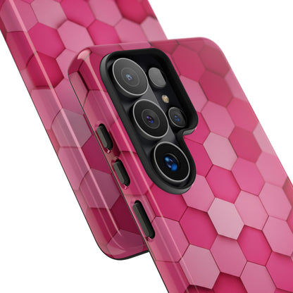Hot Pink Hexagon Phone Case | Honeycomb Geometric Aesthetic | Cute Pink iPhone & Samsung Tough Protective Case