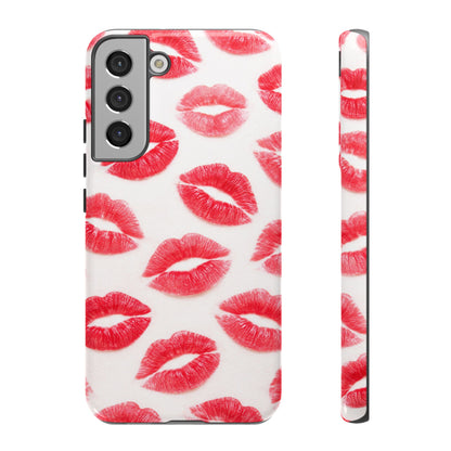 Red Lipstick Kiss Phone Case – Sexy Lip Print Pattern Tough Protective Cover