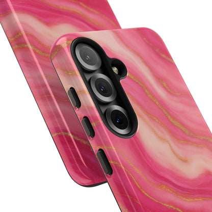 Pink Marble Phone Case | Rose Gold Swirl Aesthetic Tough Protective Case