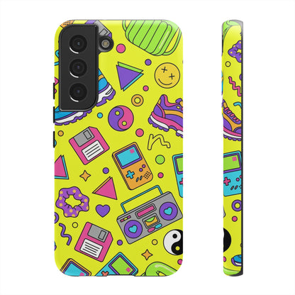 90s Retro Neon Phone Case – Y2K Nostalgia Colorful Icons Tough Protective Case