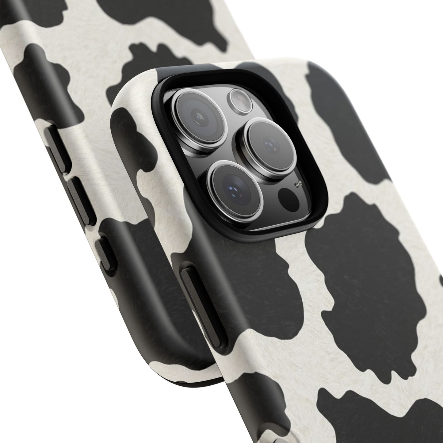 Black & White Cow Print Phone Case | Western Aesthetic iPhone & Samsung Tough Case