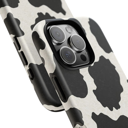 Black & White Cow Print Phone Case | Western Aesthetic iPhone & Samsung Tough Case