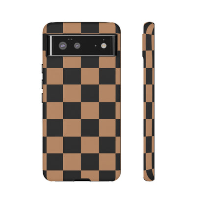 Brown Checkerboard Phone Case | Aesthetic Tough Protective Case