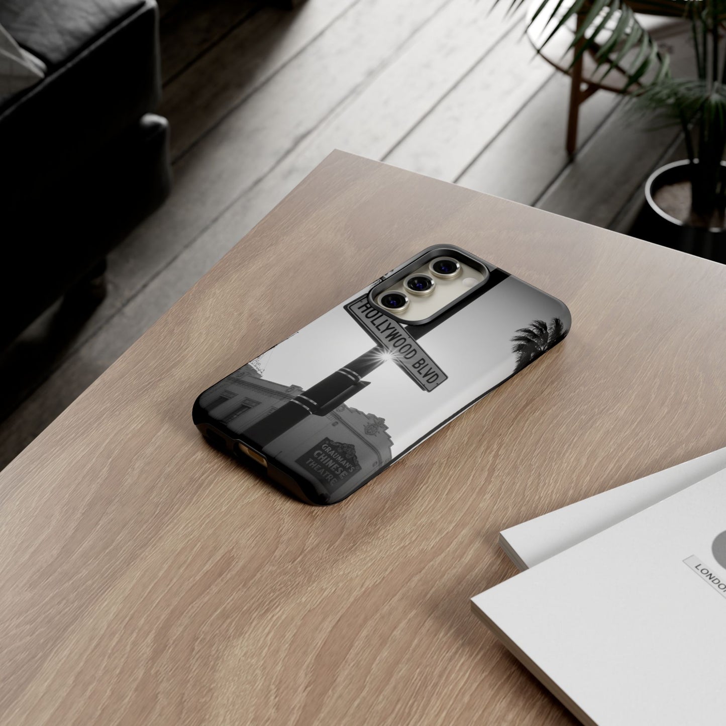 Hollywood Blvd Phone Case | Vintage Los Angeles Street Sign | Black & White LA Aesthetic