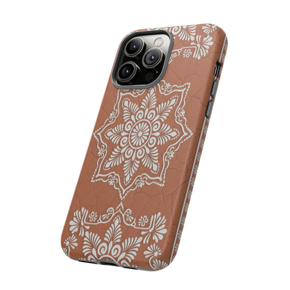 Talavera Terracotta Phone Case | Mexican Floral Pattern iPhone & Samsung Tough Case | Boho Clay Aesthetic Cover