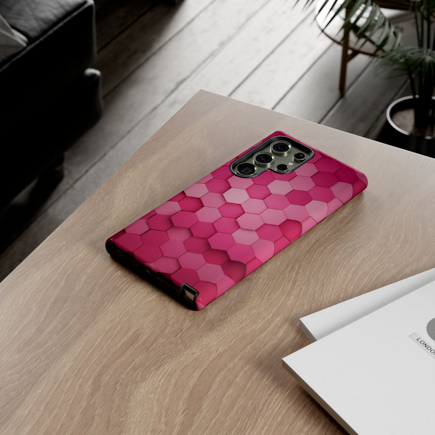 Hot Pink Hexagon Phone Case | Honeycomb Geometric Aesthetic | Cute Pink iPhone & Samsung Tough Protective Case