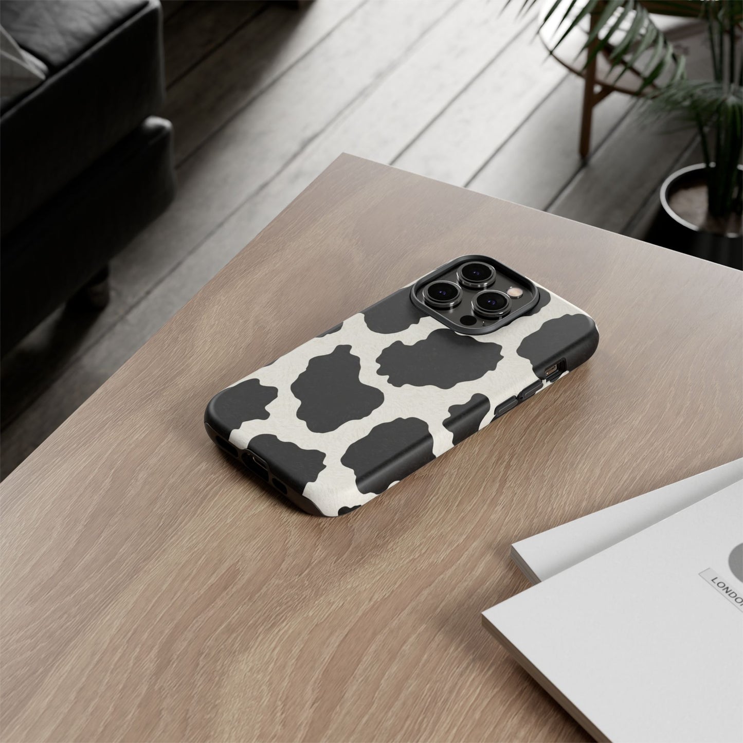 Black & White Cow Print Phone Case | Aesthetic Tough Protective Case