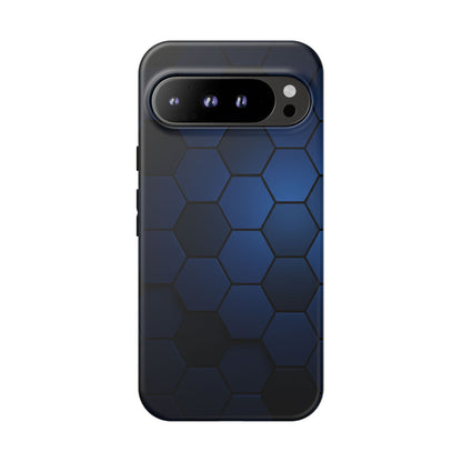 Blue Hexagon Gradient Phone Case | Honeycomb Geometric Tech Aesthetic | Minimalist Tough Case for iPhone & Samsung