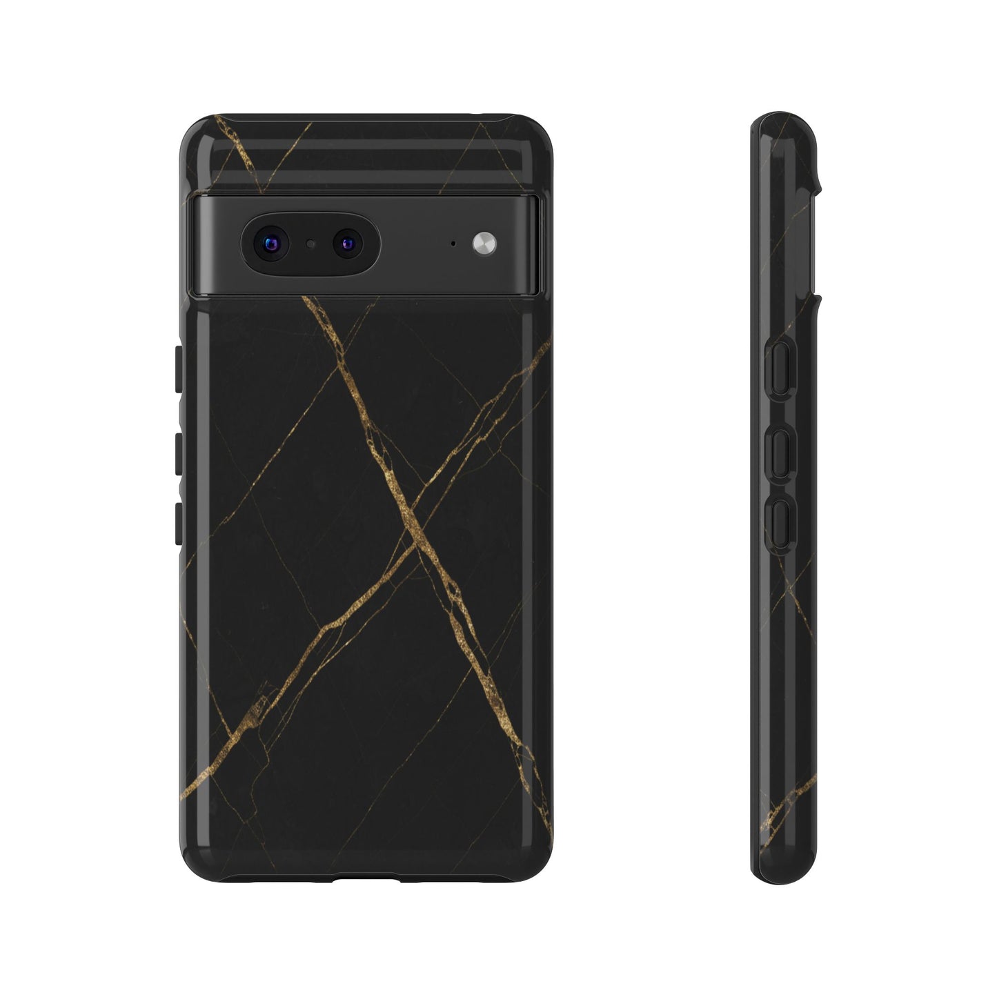 Black Marble Phone Case with Gold Veins – Luxury Minimal Aesthetic Tough Case