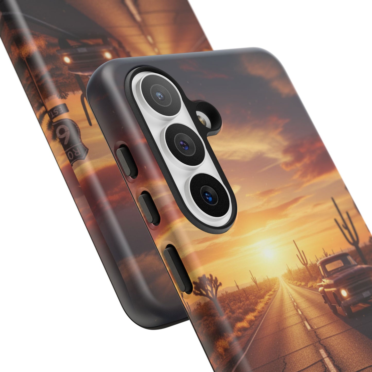 Route 66 Sunset Desert Highway Phone Case – Road Trip Travel Aesthetic Tough Case