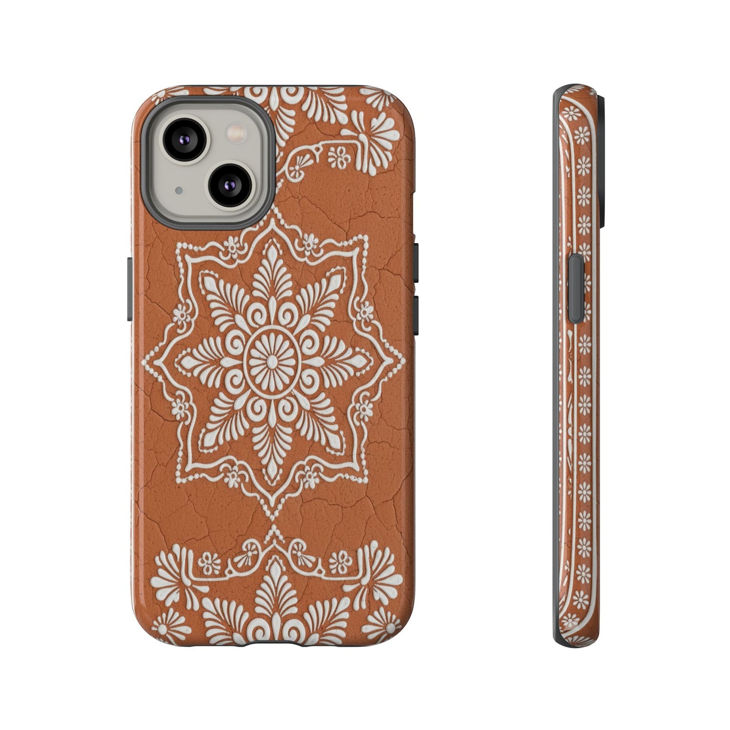 Talavera Terracotta Phone Case | Mexican Floral Pattern iPhone & Samsung Tough Case | Boho Clay Aesthetic Cover
