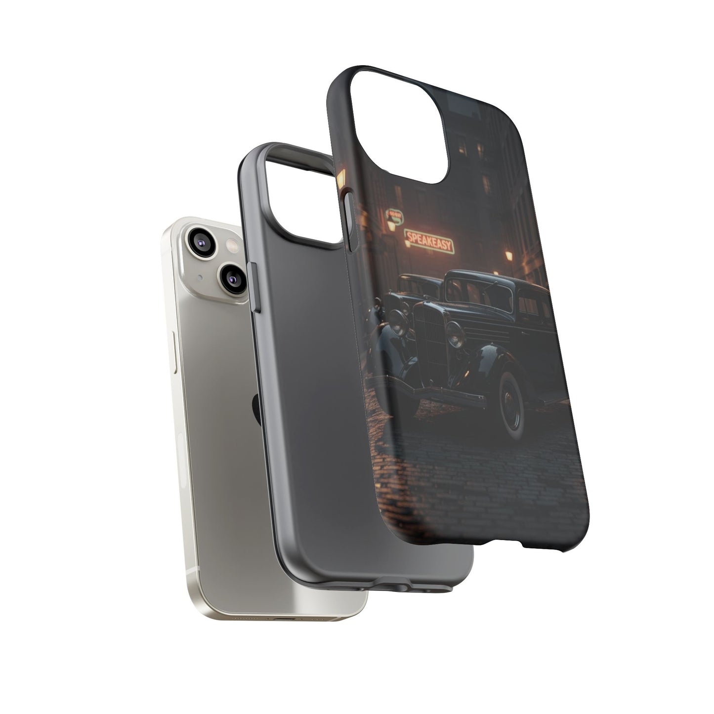 Vintage Classic Car Phone Case | Retro Noir Aesthetic | 1930s Street Scene Tough Case for iPhone & Samsung