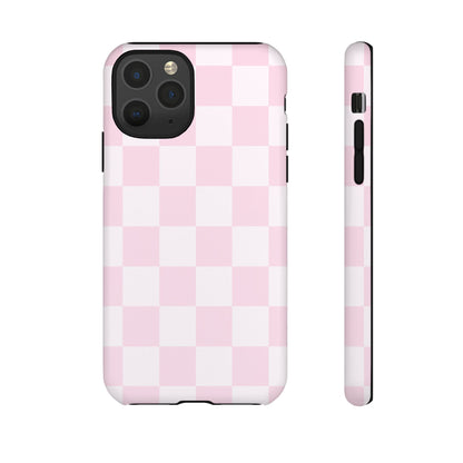 Pink Checkerboard Phone Case | Aesthetic Tough Protective Case