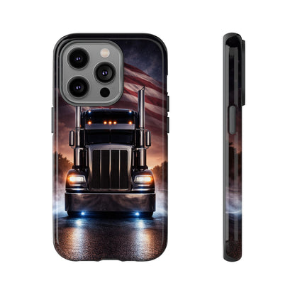 Semi Truck Phone Case American Flag Big Rig Trucker Gift iPhone Samsung