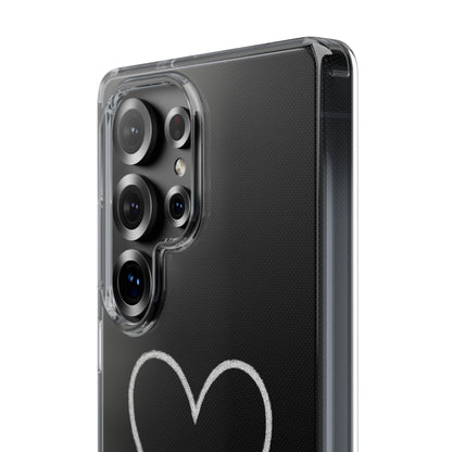 Minimal Hand-Drawn Heart Clear Phone Case | Aesthetic Clear Protective Case