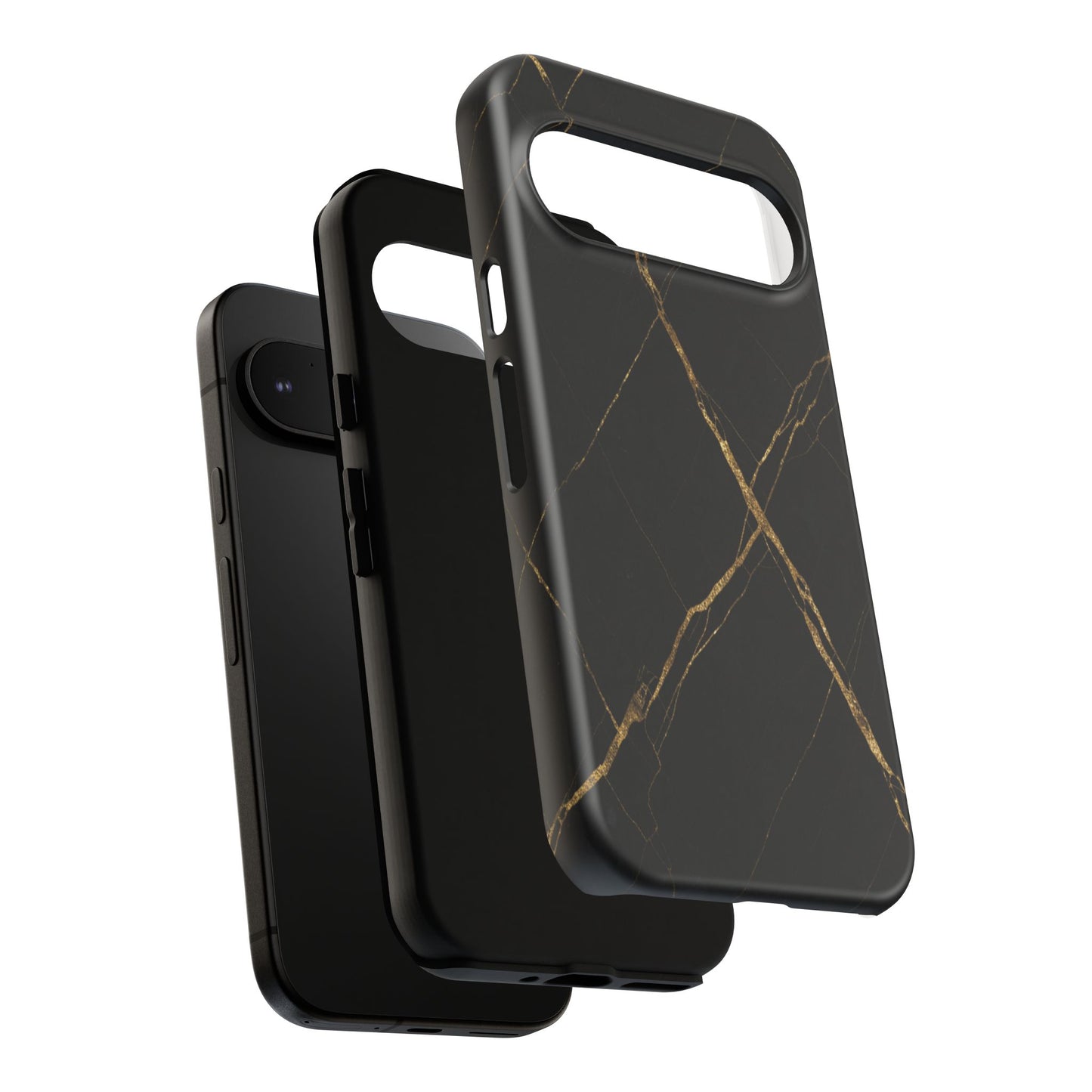 Black Marble Phone Case with Gold Veins – Luxury Minimal Aesthetic Tough Case