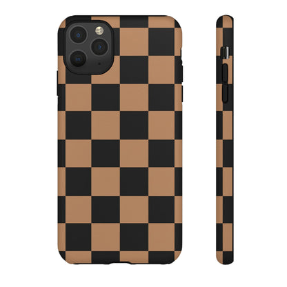 Brown Checkerboard Phone Case | Aesthetic Tough Protective Case