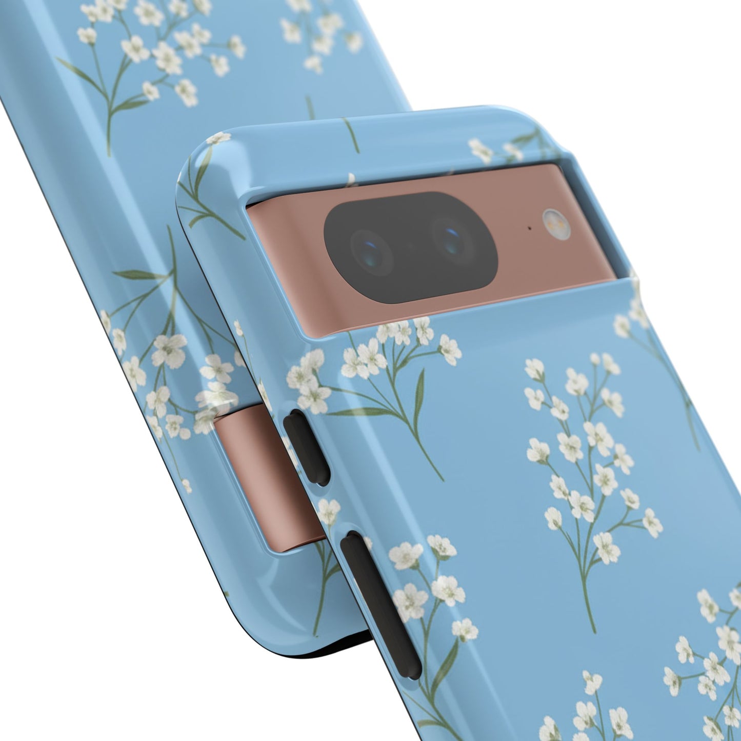 Baby’s Breath Floral Phone Case – Blue Minimal Flower Aesthetic Tough Case