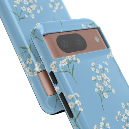 Baby’s Breath Floral Phone Case – Blue Minimal Flower Aesthetic Tough Case