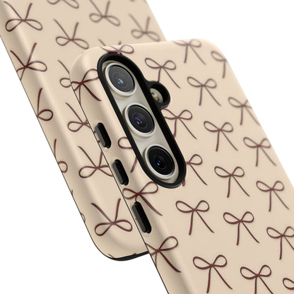 Coquette Bow Phone Case | Neutral Beige Aesthetic iPhone & Samsung Tough Case