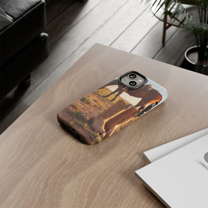 Western Cowboy Boots Phone Case – Rustic Horse Sunset Tough Case (iPhone, Samsung, Pixel)