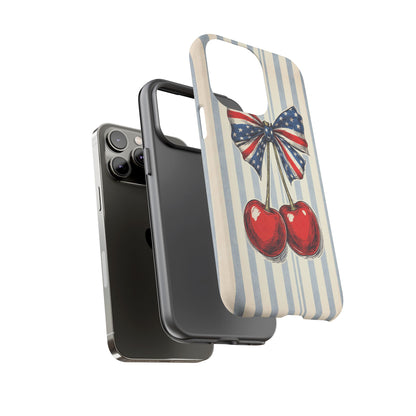 Patriotic Cherry Phone Case Americana Coquette Aesthetic iPhone Samsung