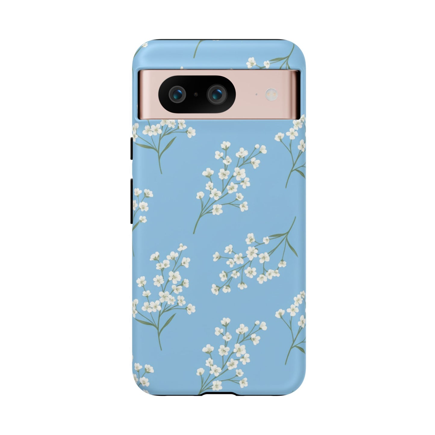Baby’s Breath Floral Phone Case – Blue Minimal Flower Aesthetic Tough Case