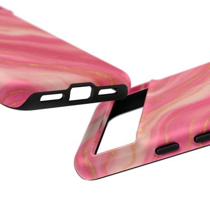 Pink Marble Phone Case | Rose Gold Swirl Aesthetic Tough Protective Case