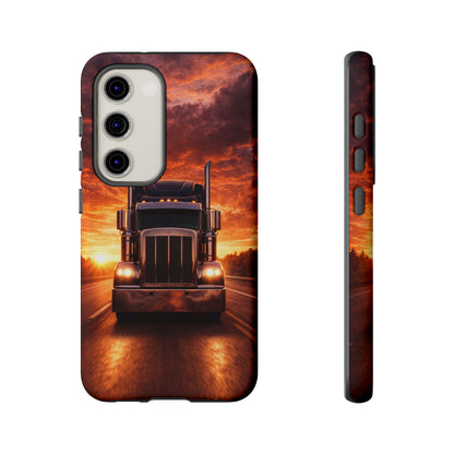 Big Rig Truck Phone Case Sunset Highway Semi Truck iPhone Samsung Cover