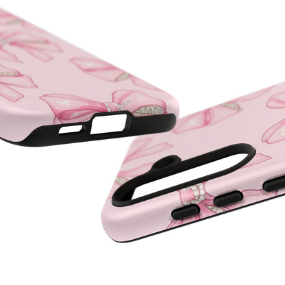 Pink Bow Pattern Phone Case | Coquette Aesthetic Tough Protective Case