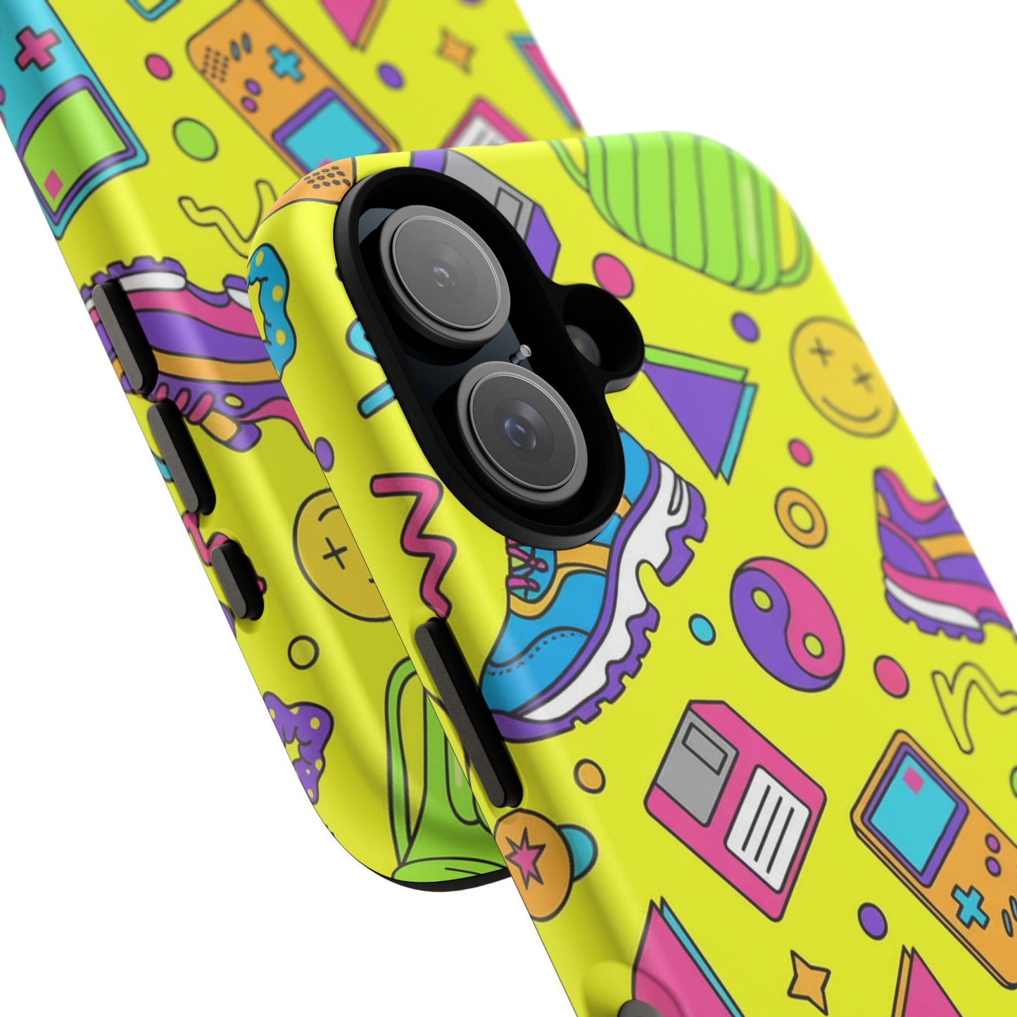 90s Retro Neon Phone Case – Y2K Nostalgia Colorful Icons Tough Protective Case