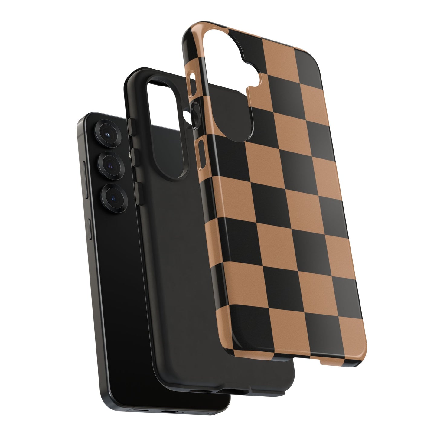 Brown Checkered Phone Case | Aesthetic Checkerboard iPhone & Samsung Tough Case