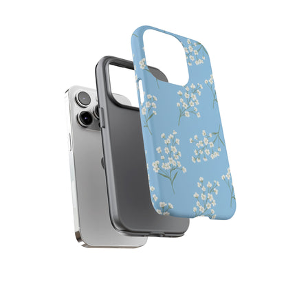 Baby’s Breath Floral Phone Case – Blue Minimal Flower Aesthetic Tough Case