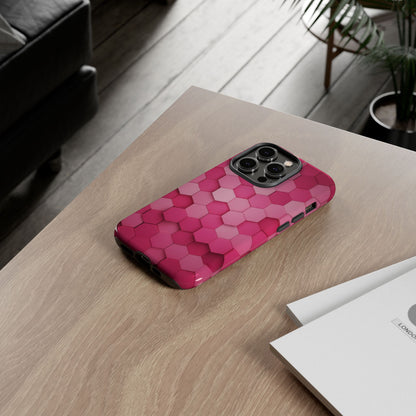 Hot Pink Hexagon Phone Case | Honeycomb Geometric Aesthetic | Cute Pink iPhone & Samsung Tough Protective Case