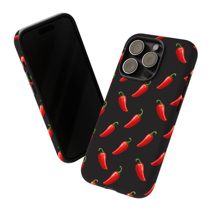 Spicy Chili Pepper Phone Case – Black Cute Hot Pepper Tough Cover for Iphone, Samsung Galaxy and Pixel