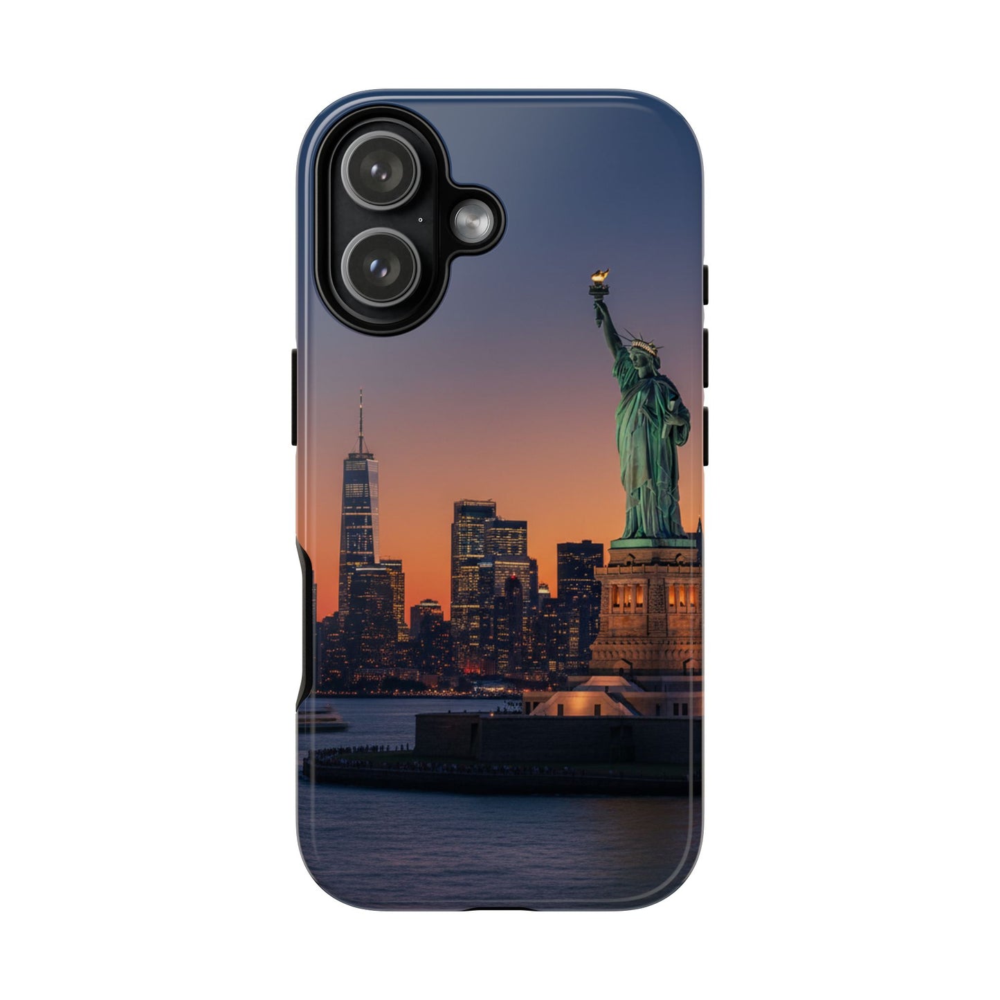Statue of Liberty Sunset Phone Case – New York City Skyline Travel Aesthetic Tough Case