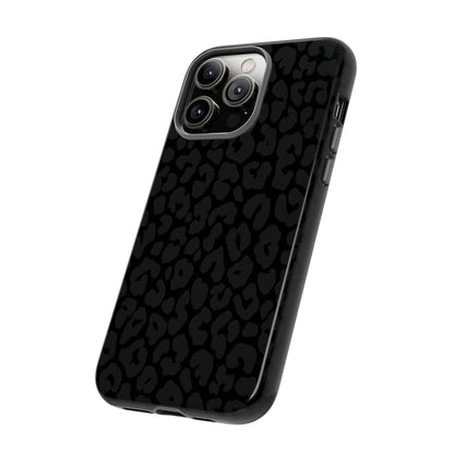 Black Leopard Phone Case | Black on Black Leopard Print Tough iPhone & Samsung Case | Matte or Glossy Protective Cover