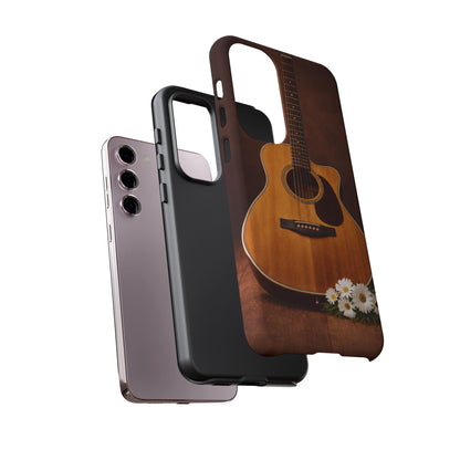 Acoustic Guitar Daisy Phone Case | Rustic Music Lover Tough Cover