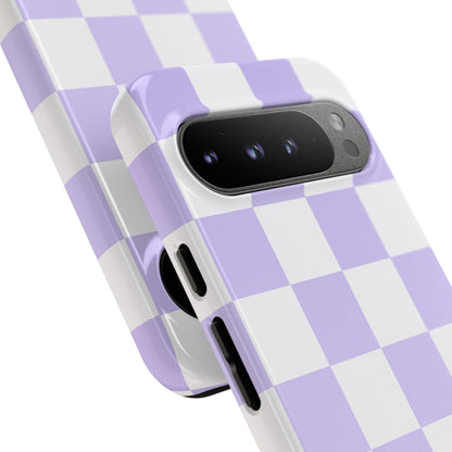 Lavender Checkerboard Phone Case | Pastel Aesthetic Checkered iPhone & Samsung Tough Case