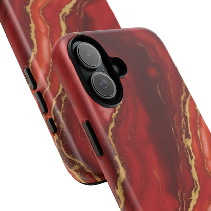 Red Agate Marble Phone Case – Gold Vein Luxury Stone Tough Case (iPhone, Samsung, Pixel)