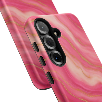 Pink Marble Phone Case | Rose Gold Swirl Aesthetic Tough Protective Case