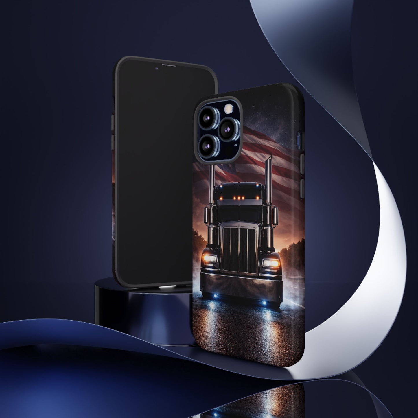 Semi Truck Phone Case American Flag Big Rig Trucker Gift iPhone Samsung