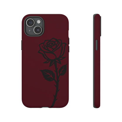 Black Rose Burgundy iPhone Case | Dark Aesthetic Shockproof Protective Cover