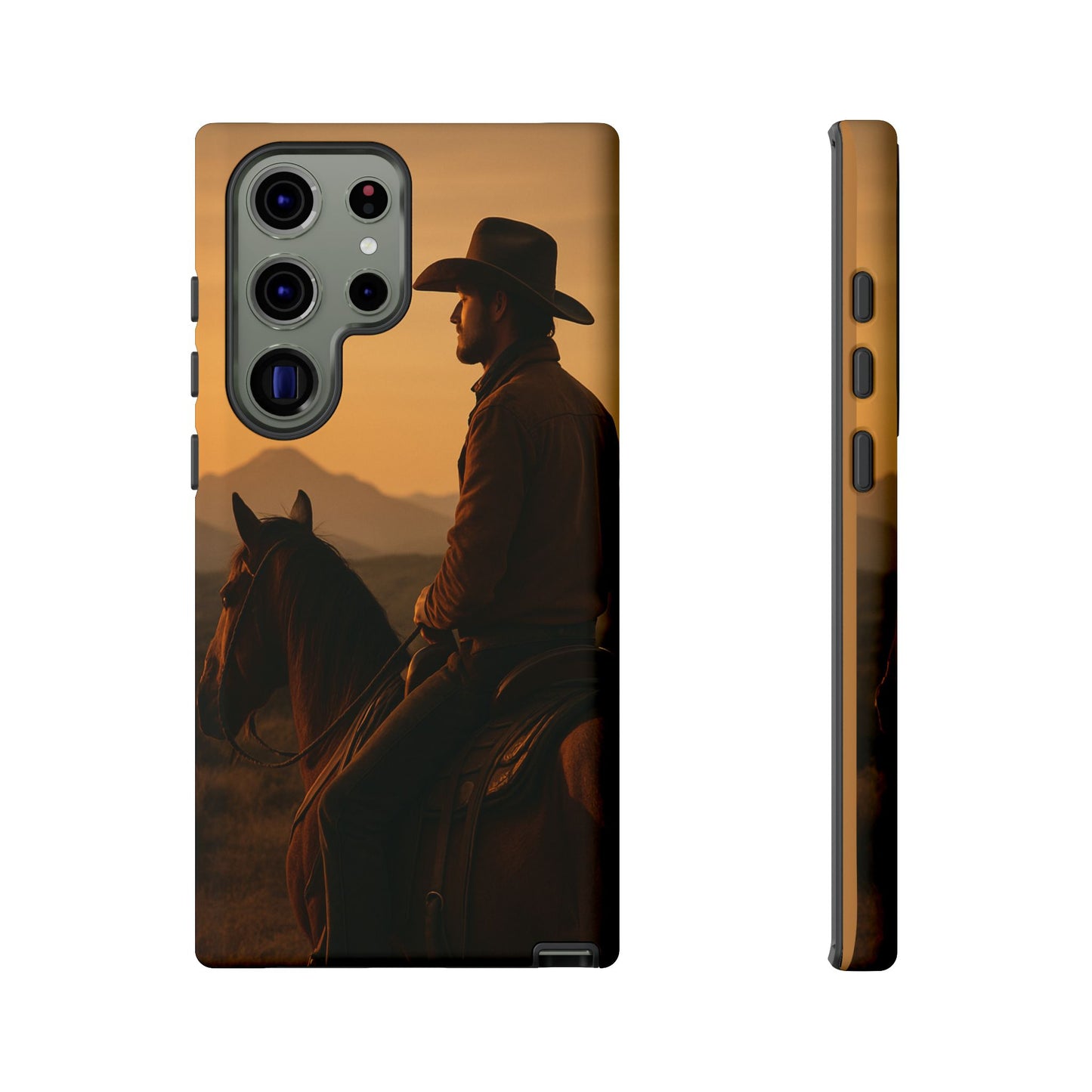 Western Cowboy Sunset Phone Case | Horse Rider Desert Aesthetic Tough Protective Case