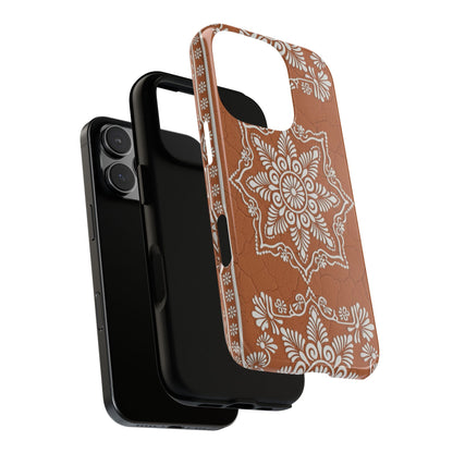 Talavera Terracotta Phone Case | Mexican Floral Pattern iPhone & Samsung Tough Case | Boho Clay Aesthetic Cover