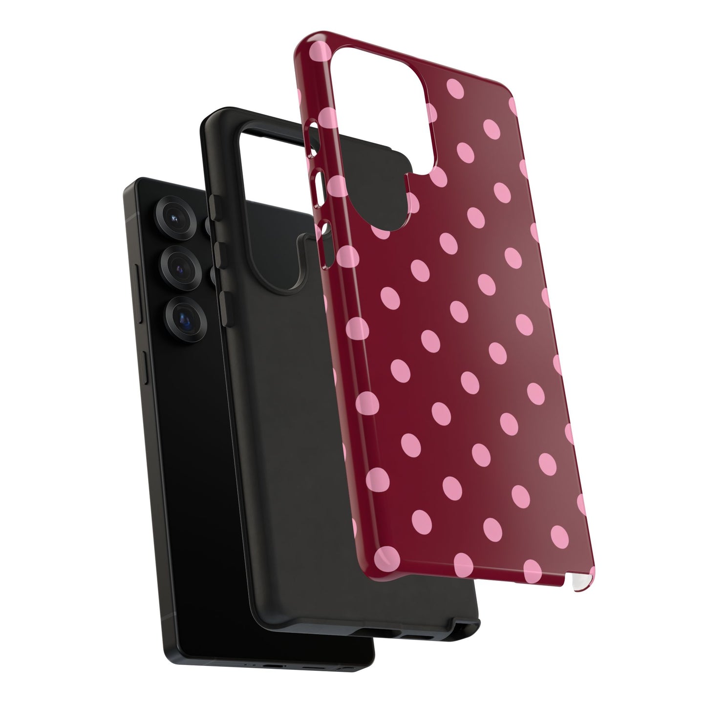 Pink Polka Dot Phone Case – Cute Aesthetic Tough Protective Phone Cover for Iphone, Samsung Galaxy and Pixel