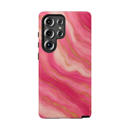 Pink Marble Phone Case | Rose Gold Swirl Aesthetic Tough Protective Case