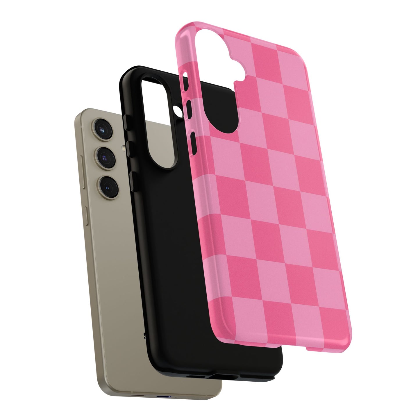 Pink Checkerboard Phone Case – Cute Aesthetic Tough Case for iPhone & Samsung