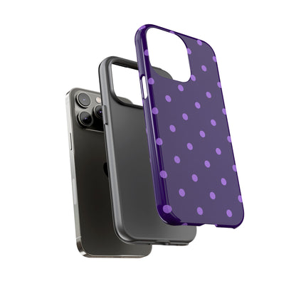 Purple Polka Dot Tough Phone Case – Cute Stylish Durable Protective Cover for Iphone, Samsung Galaxy and Pixel