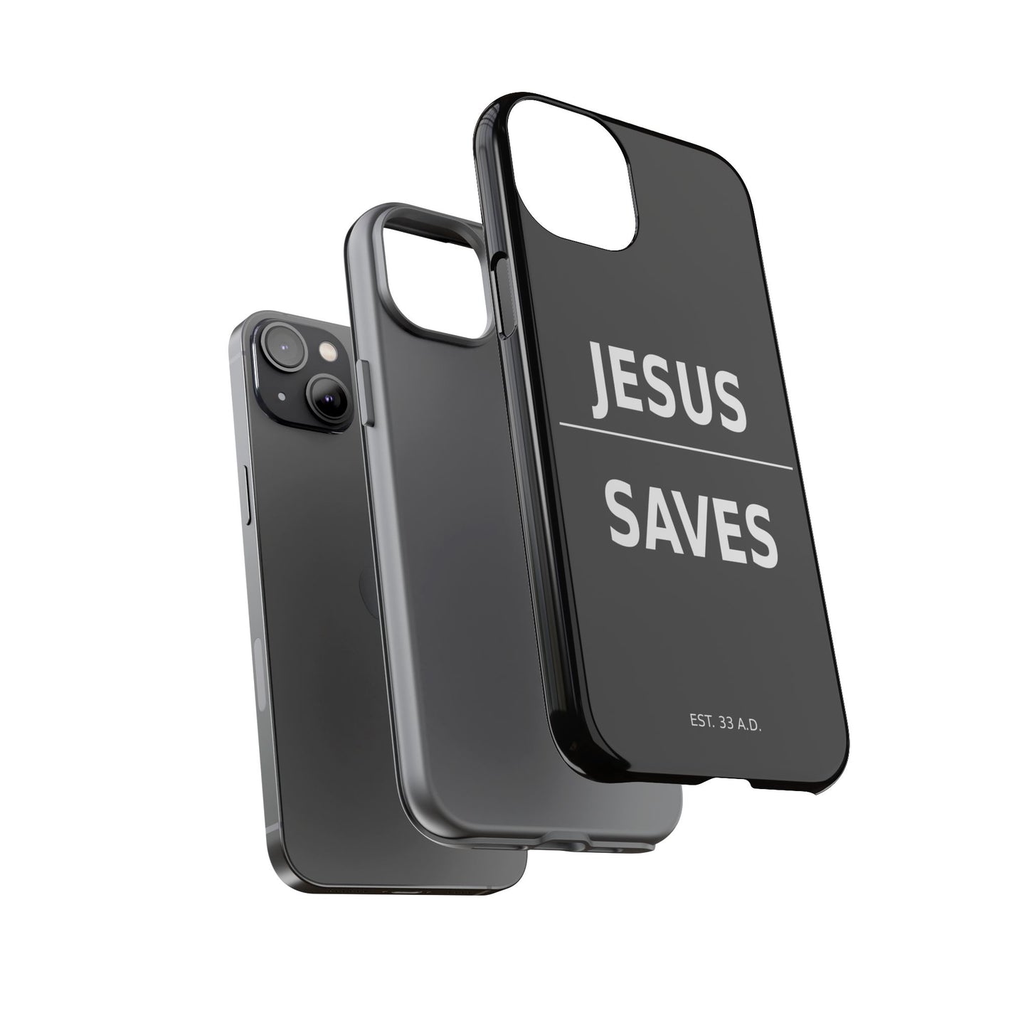 Jesus Saves Phone Case Christian Religious Minimalist Black Tough Cover